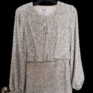 EVER NEW SILVER SEQUENCE DRESS SZ 4
